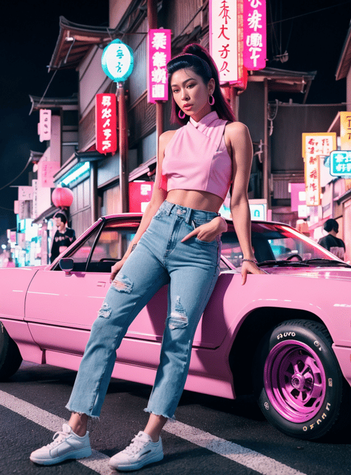 woman, car