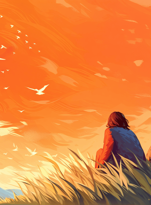 person, house, birds