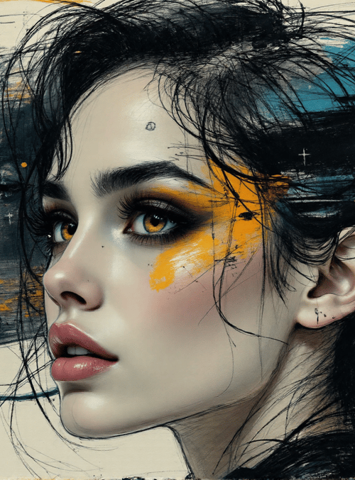 woman, face, hair, art