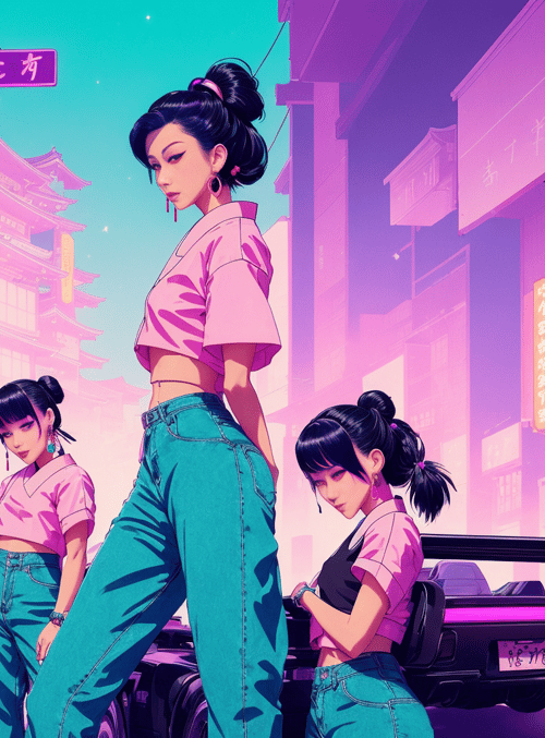 women, street, cars