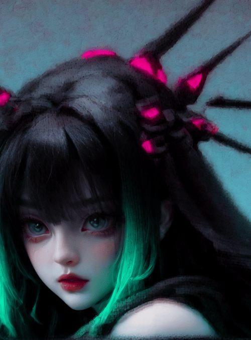 cyberpunk girl, neon hair