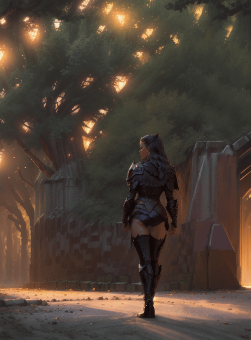 warrior, forest, archway