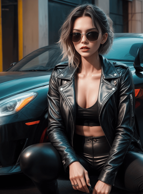 woman, car