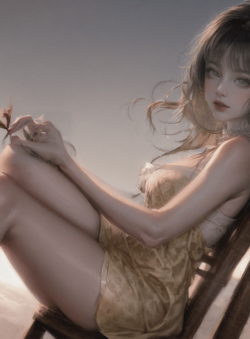 woman, chaise lounge, flower