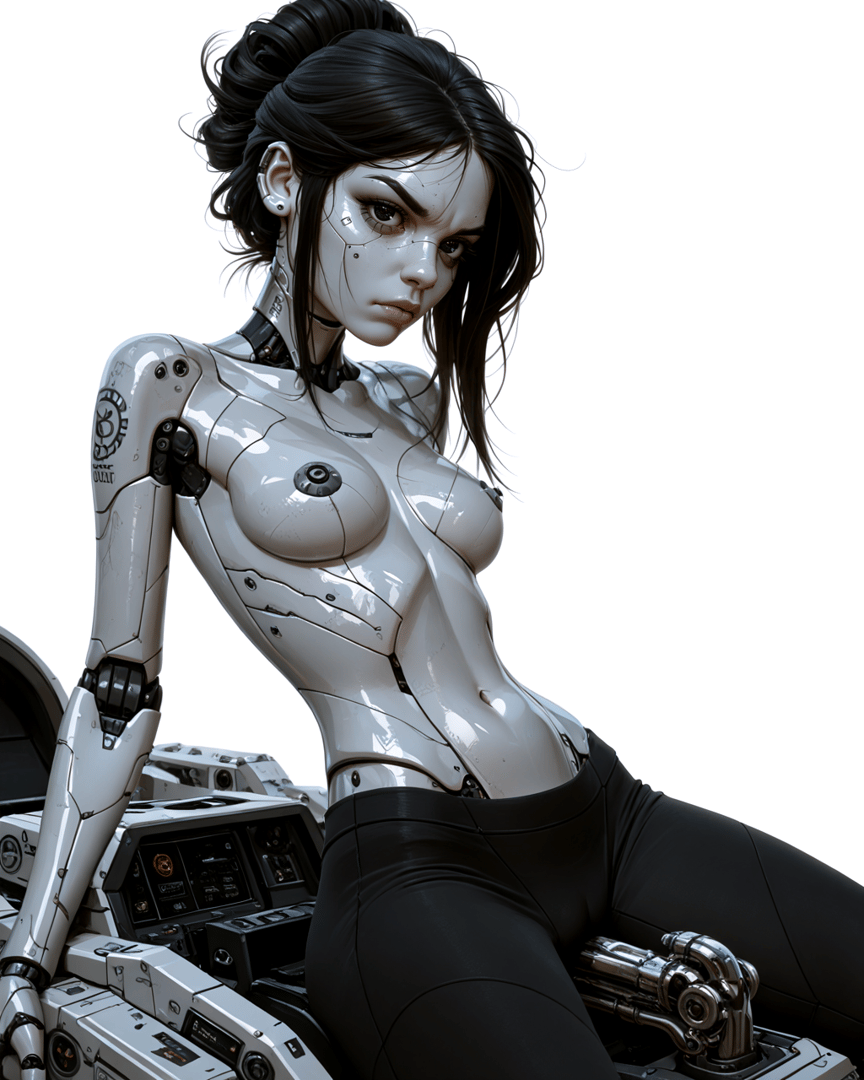 AI generated wallpaper featuring cyborg, robot, woman, mechanical, gaming, sleek, figurine, digital, art, humanoid
