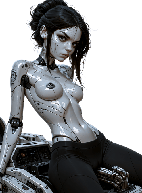 cyborg, robot, woman, mechanical, gaming, sleek, figurine, digital, art, humanoid