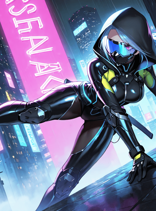 cyberpunk, woman, neon