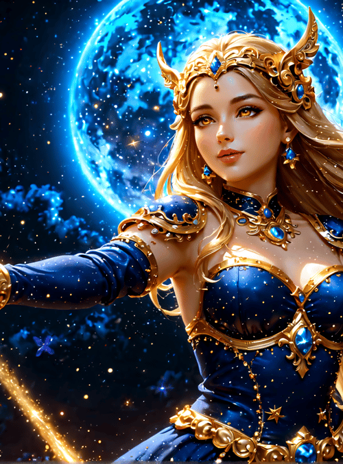 queen, wizard, fairy, star, moon, magic, crown, staff, goddess, princess