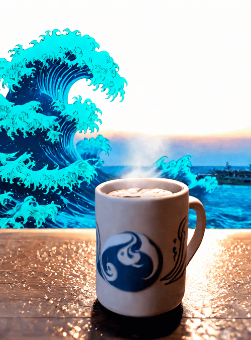 wave, cup, ship