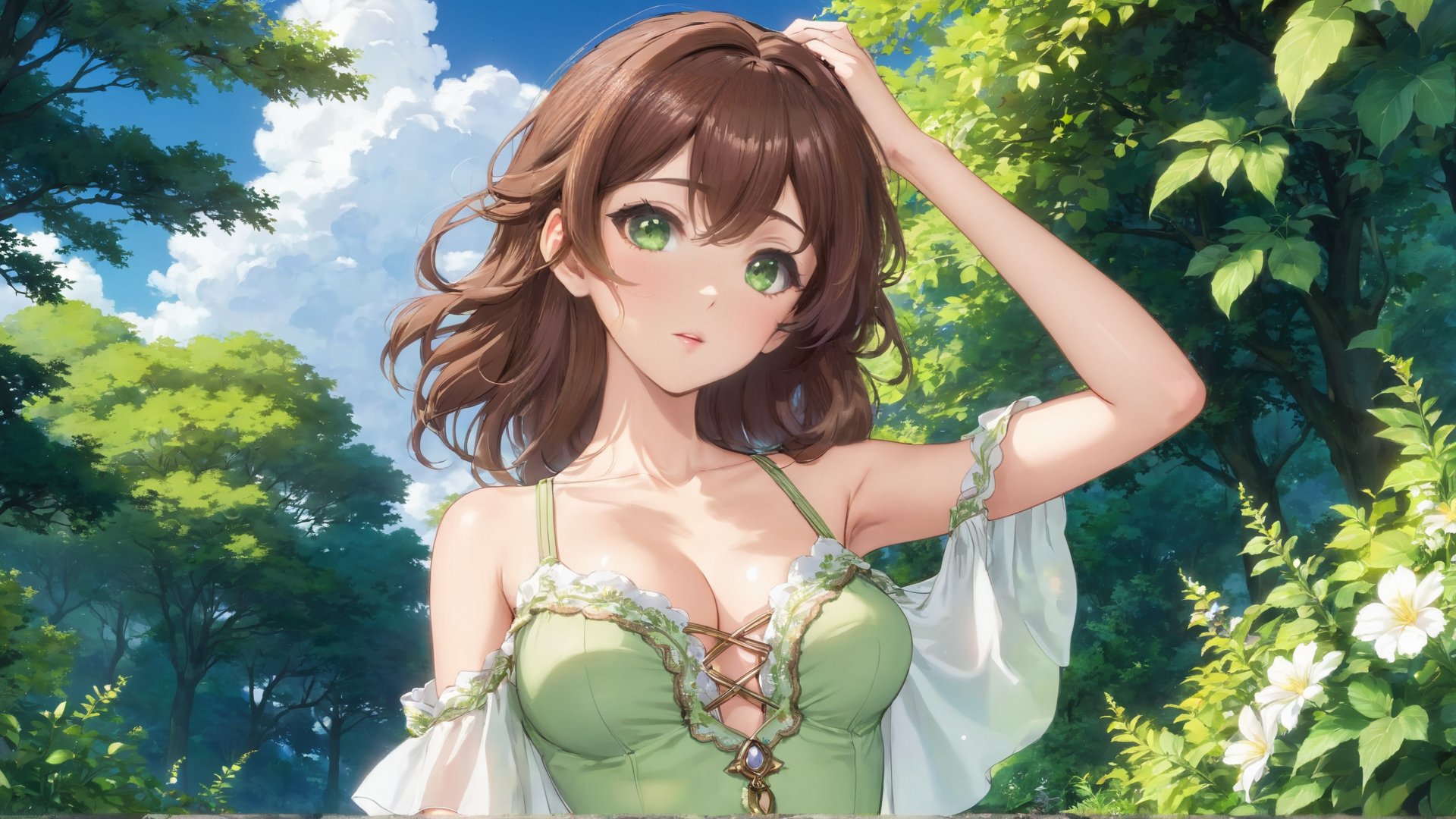 AI generated wallpaper featuring girl, woman, nature