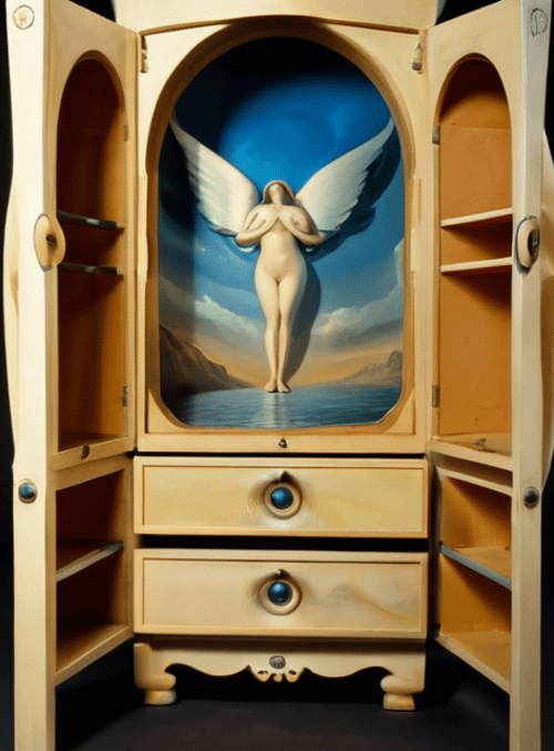 cabinet, angel, drawers