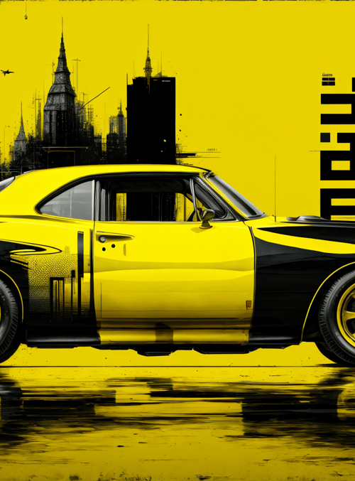 car, cityscape, street, tire, gloss, wing, urban, graffiti, reflection, building