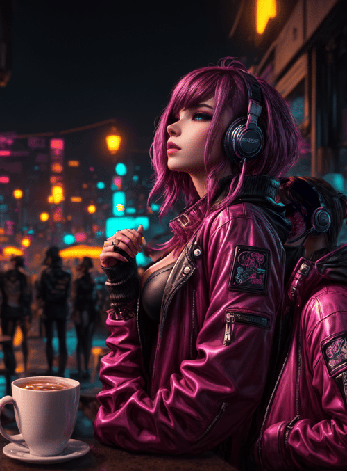 women, headphones, leather jackets