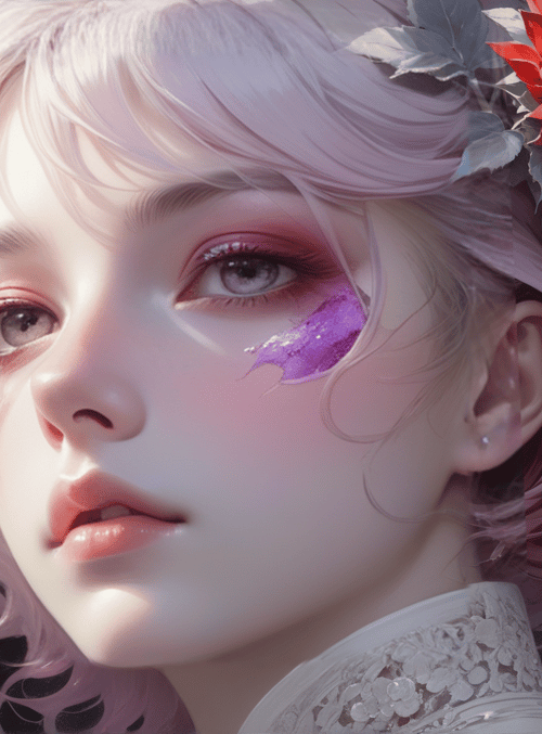 girl, feathers, flower