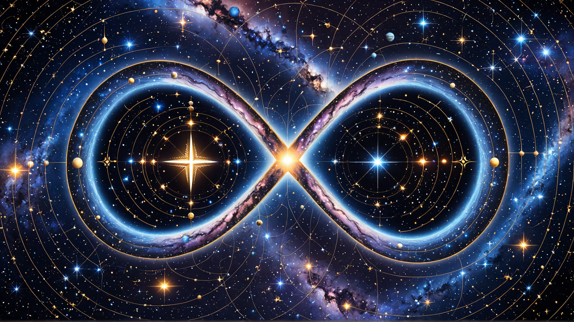 AI generated wallpaper featuring infinity symbol, galaxy, stars