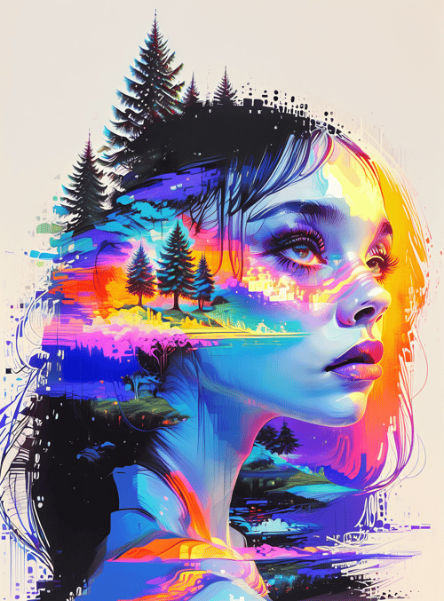 woman, forest, trees, landscape, nature