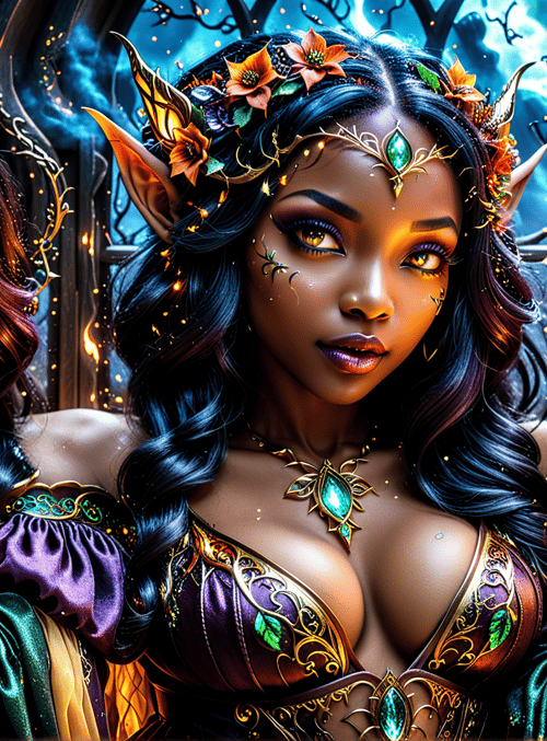 elf, fairy, woman, lantern, flower, candle, magic, nature, fire, gem