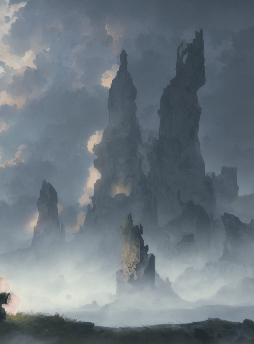 figure, monument, mountains