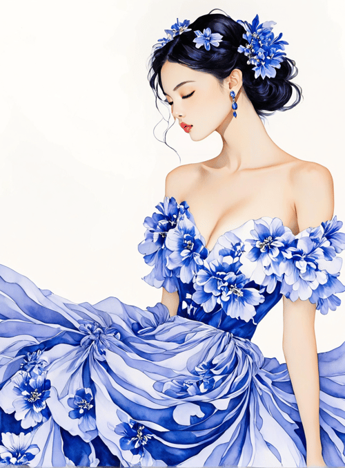 woman, dress, flowers, hair