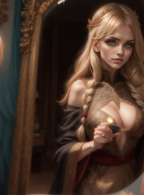 woman, mirror, light