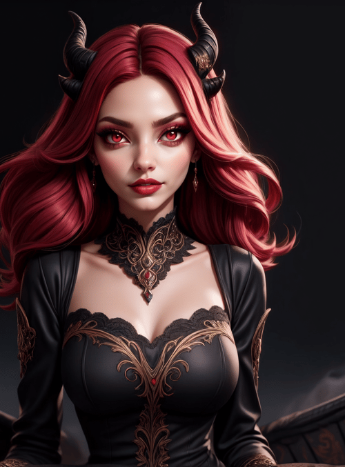 woman, devil, fire, wings, horn, nail