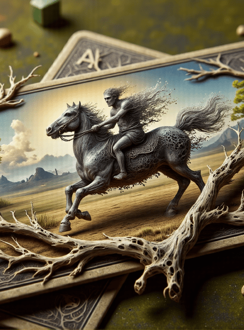tarot card, horse, tree