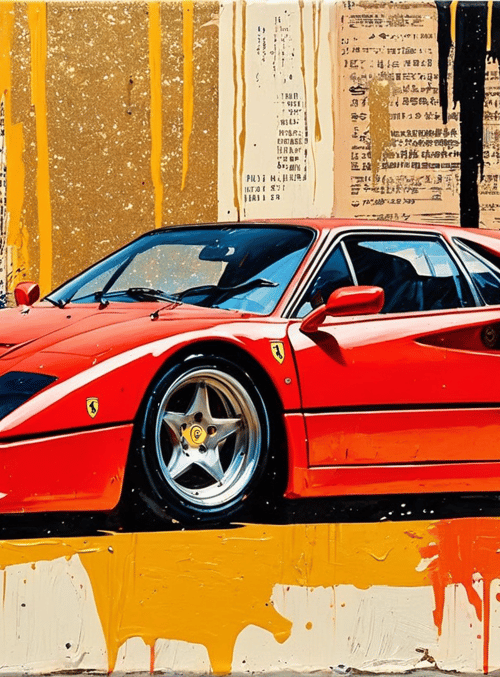 Ferrari, car, painting, art, wallpaper