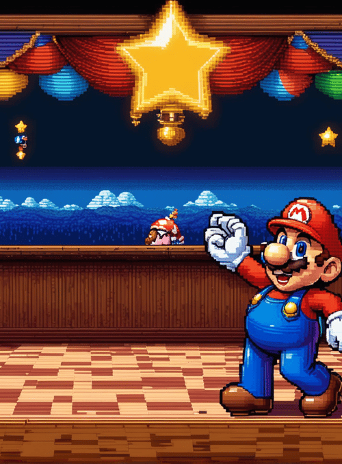 mario, star, stage