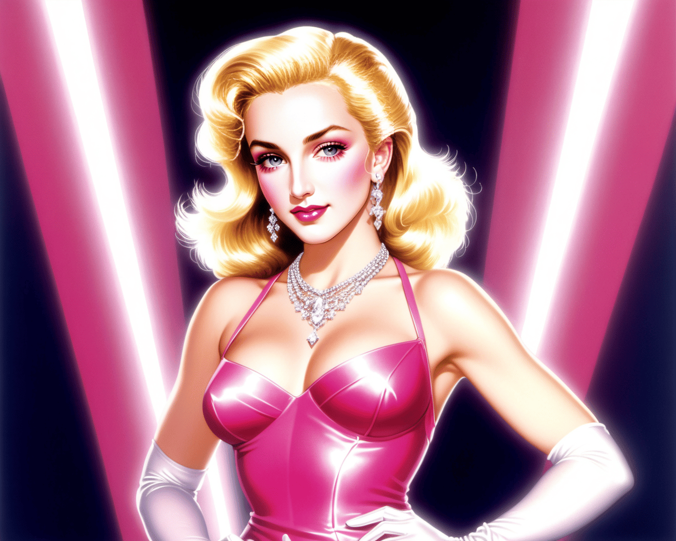 AI generated wallpaper featuring woman, blonde, diamonds