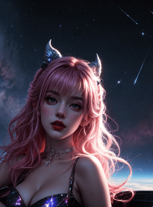 woman, space, unicorn, galaxy, planet, stars, nail, horn, cosmos, spaceship