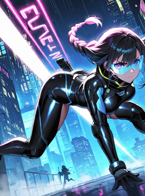 cyberpunk, woman, neon
