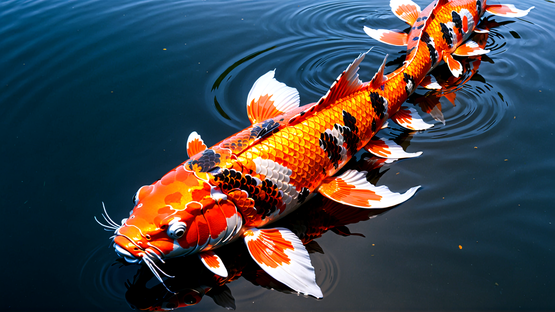 AI generated wallpaper featuring koi, fish, water, pond
