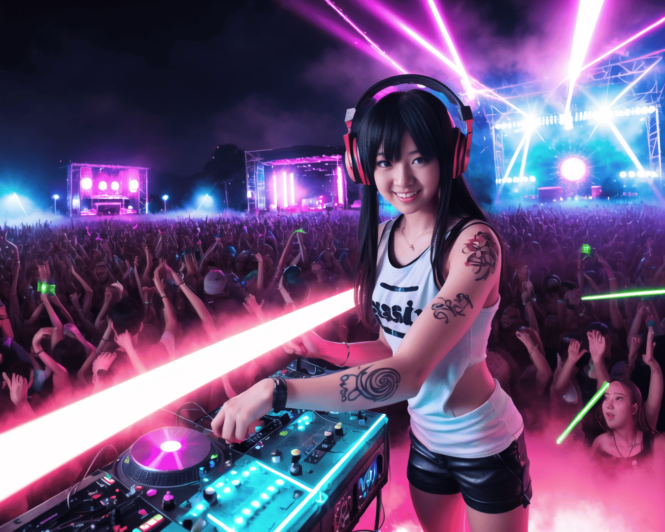AI generated wallpaper featuring dj, crowd, stage