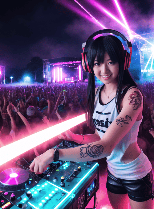 dj, crowd, stage