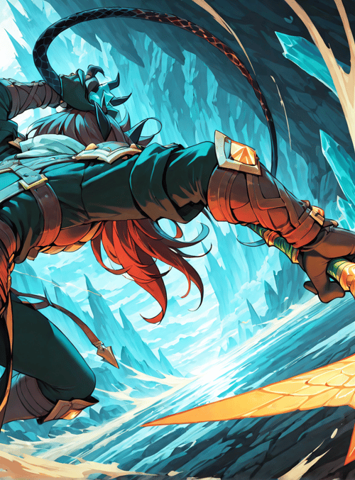 character, sword, crystals, golem, armor, cape, horns, staff, spear, helmet