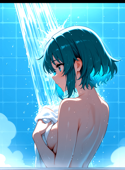 anime girl, shower