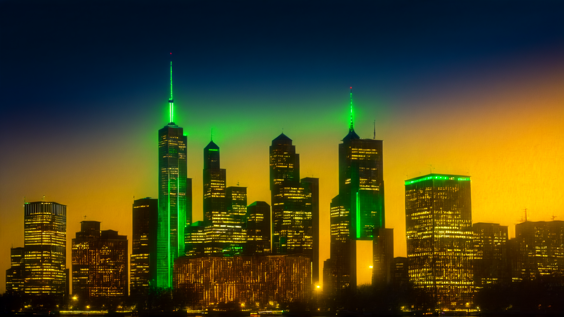AI generated wallpaper featuring skyscrapers, cityscape, buildings