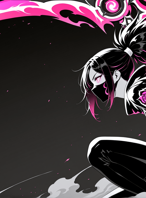 woman, swordsman, rose, mask, sword, hair, armor