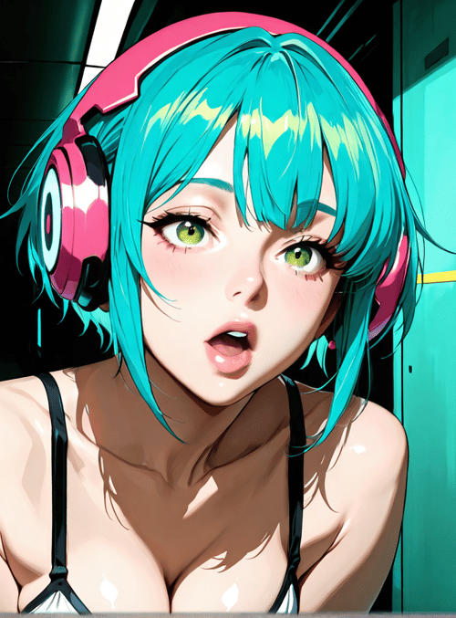 girl, headphones, train, ears, hair