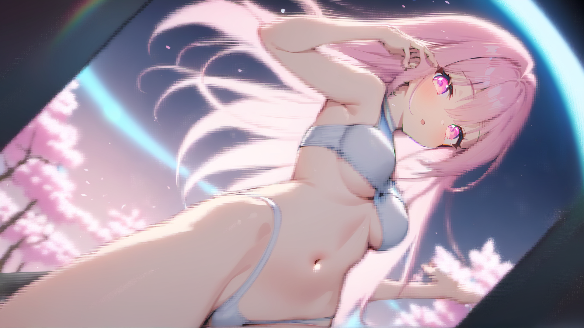 AI generated wallpaper featuring anime girl, cherry blossoms