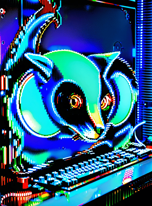 owl, keyboard, screen