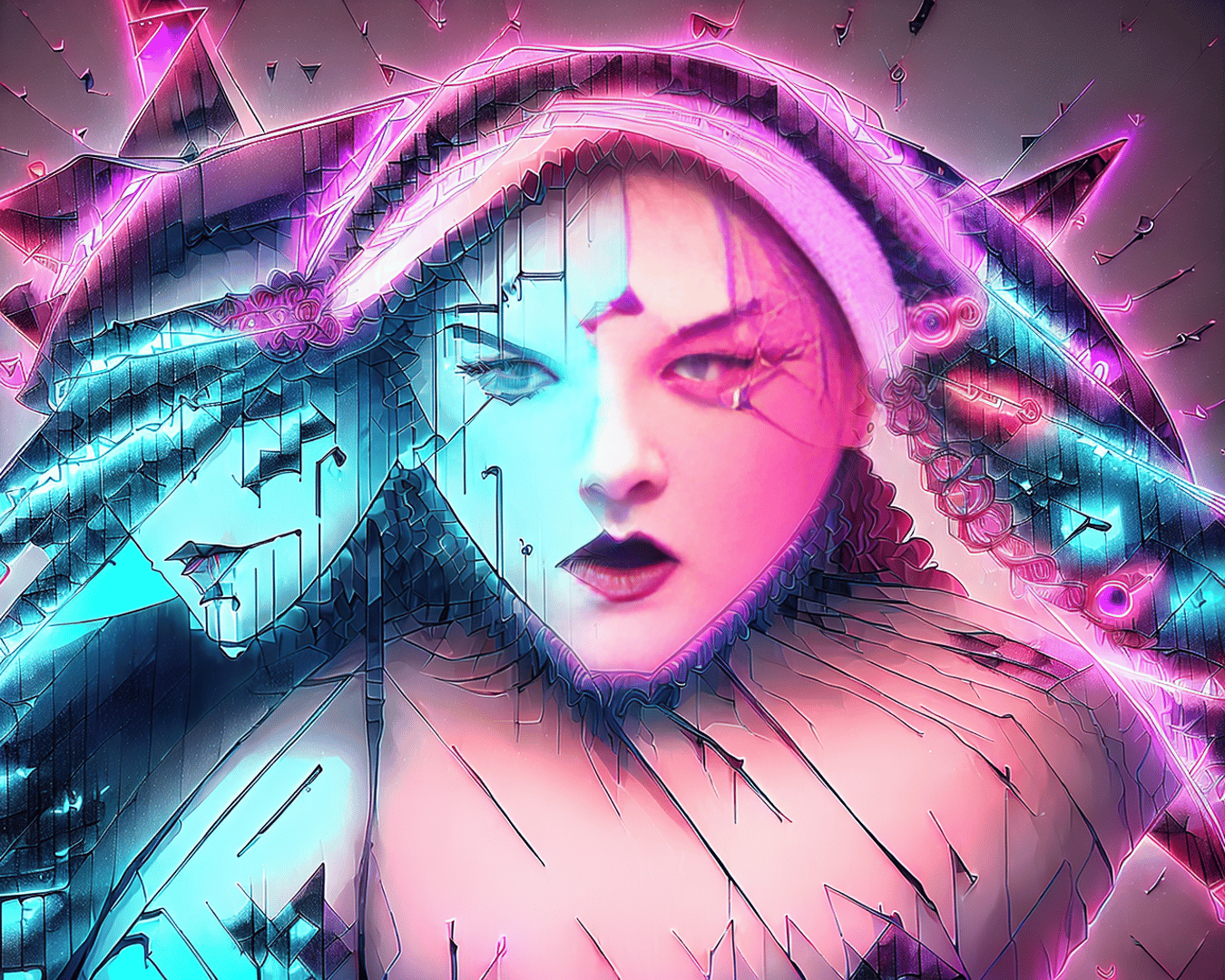 AI generated wallpaper featuring woman, digital, art