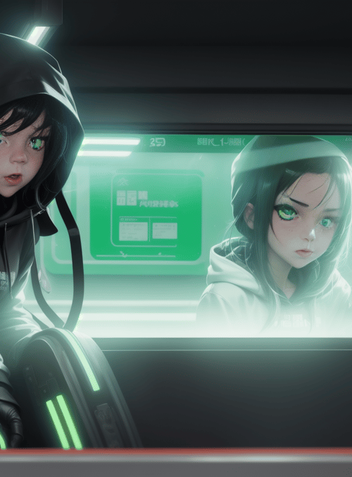 girl, robot, train