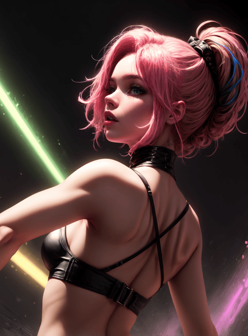 woman, painter, neon