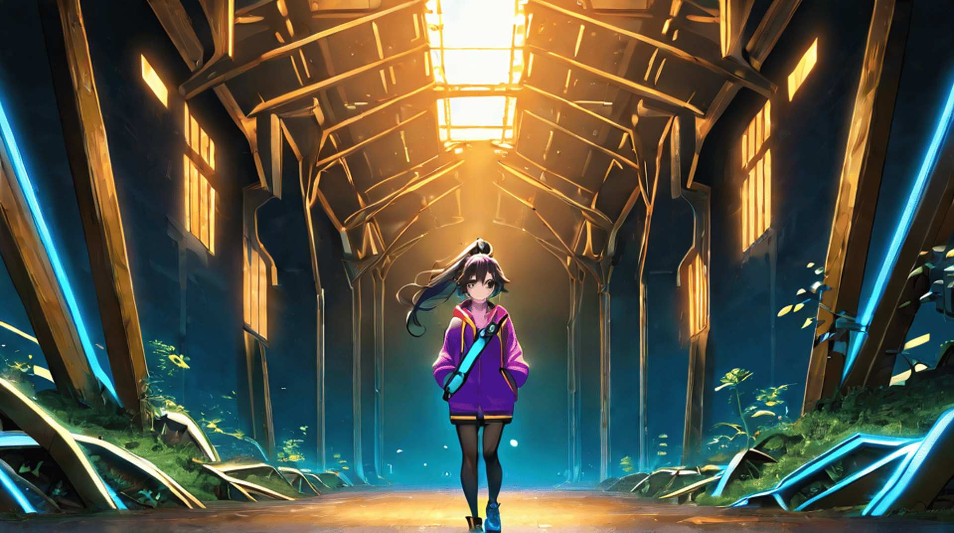 AI generated wallpaper featuring girl, character, anime
