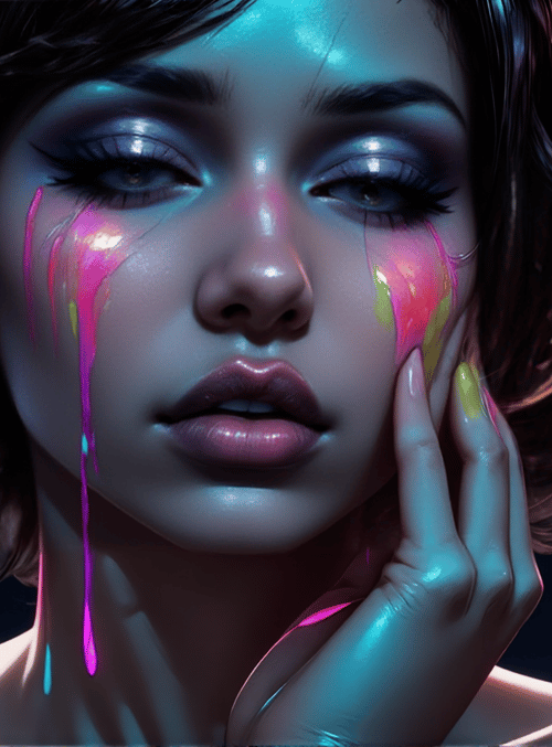 woman, paint, tears