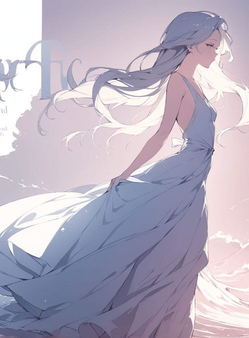 woman, dress, waves