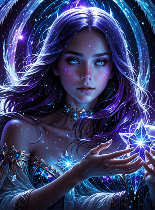woman, star, crystal