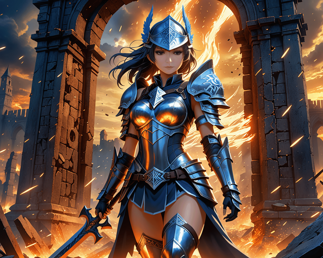 AI generated wallpaper featuring warrior, armor, sword