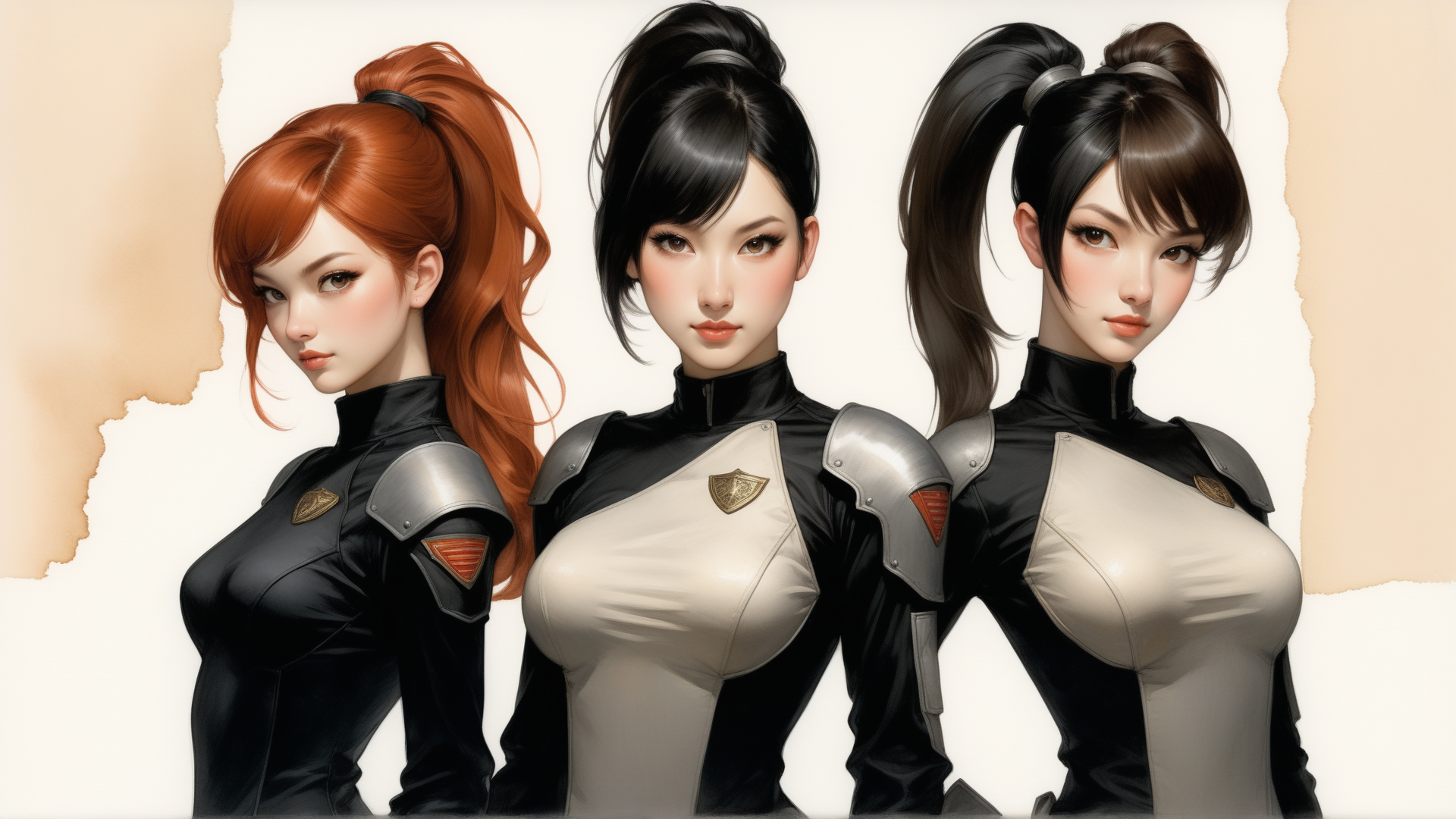 AI generated wallpaper featuring women, policewomen, characters